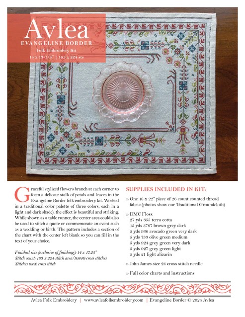 Evangeline Border - PDF Cross Stitch Pattern, different perspective #2, zoomed in. Select this picture to zoom back out.