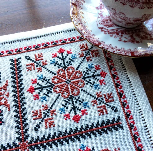 Balkan Quartet - Cross Stitch Pattern, different perspective #1, zoomed in. Select this picture to zoom back out.