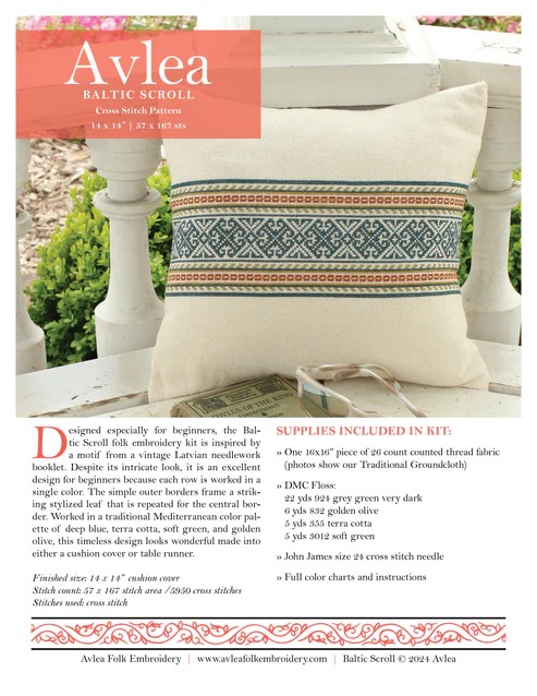 Baltic Scroll - Cross Stitch Pattern, different perspective #2, zoomed in. Select this picture to zoom back out.