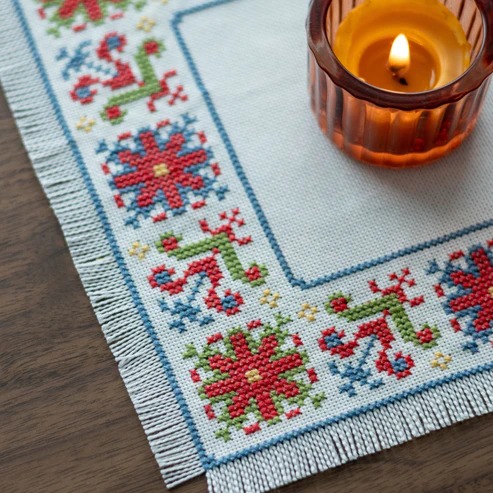BitKit Mykonos Meadow - Cross Stitch Pattern, different perspective #1, zoomed in. Select this picture to zoom back out.