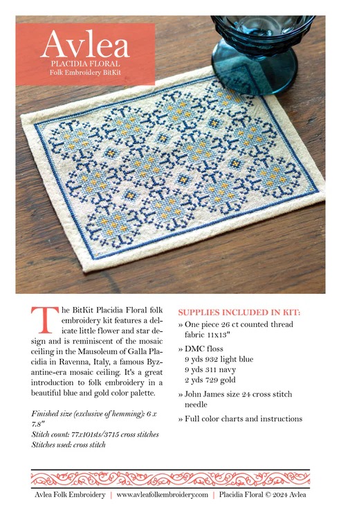 BitKit Placidia Floral - Cross Stitch Pattern, different perspective #2, zoomed in. Select this picture to zoom back out.