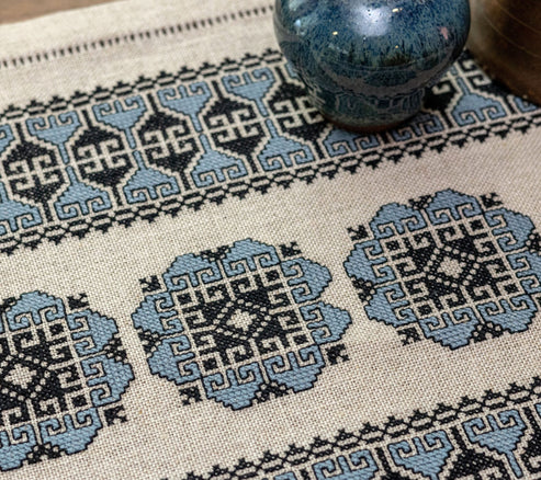 Blue Hellebore - Cross Stitch Pattern, different perspective #1, zoomed in. Select this picture to zoom back out.