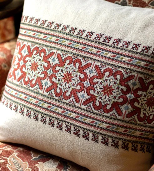 Corinthian Floral - Cross Stitch Pattern, different perspective #1, zoomed in. Select this picture to zoom back out.