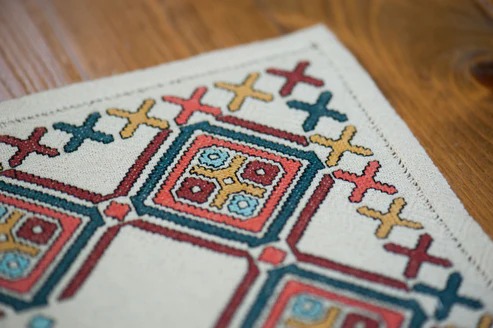 Etruscan Diamonds - Cross Stitch Pattern, different perspective #1, zoomed in. Select this picture to zoom back out.