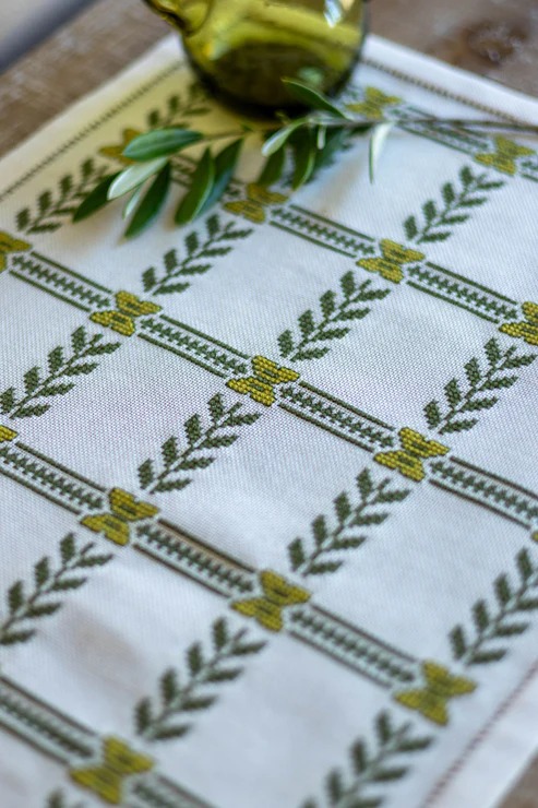 Olive Branch - Cross Stitch Pattern, different perspective #1, zoomed in. Select this picture to zoom back out.
