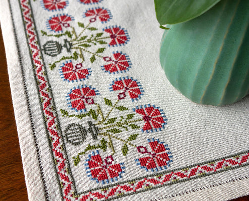 Peloponnesian Poppies - Cross Stitch Pattern, different perspective #1, zoomed in. Select this picture to zoom back out.