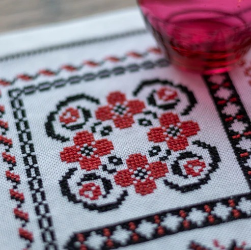 Romanian Sampler - Cross Stitch Pattern, different perspective #1, zoomed in. Select this picture to zoom back out.