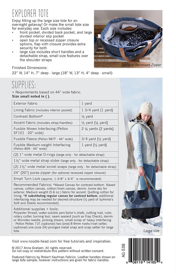 Explorer Tote - Sewing Pattern