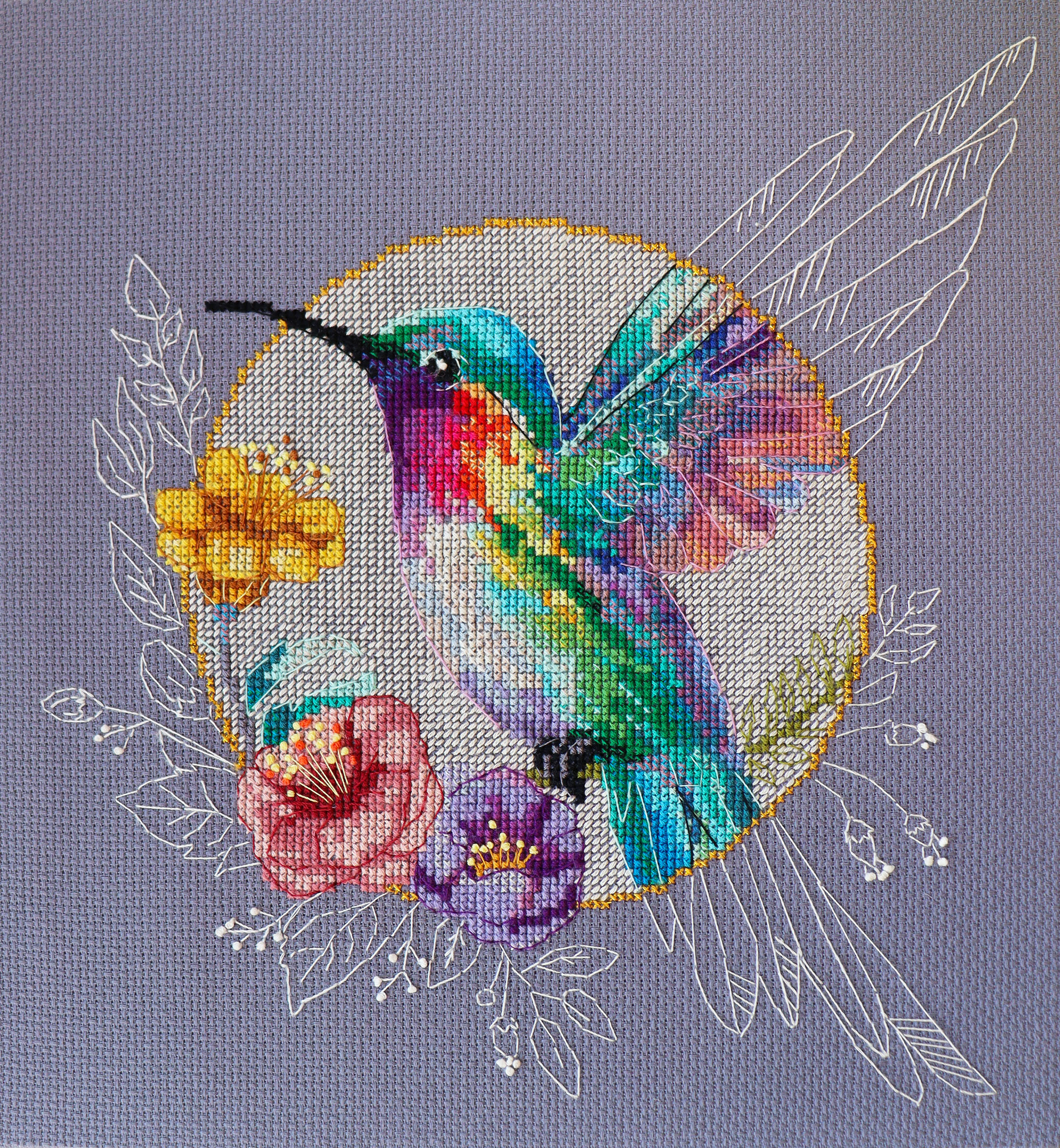 Bird of Paradise - Cross Stitch Kit, zoomed in. Select this picture to zoom back out.