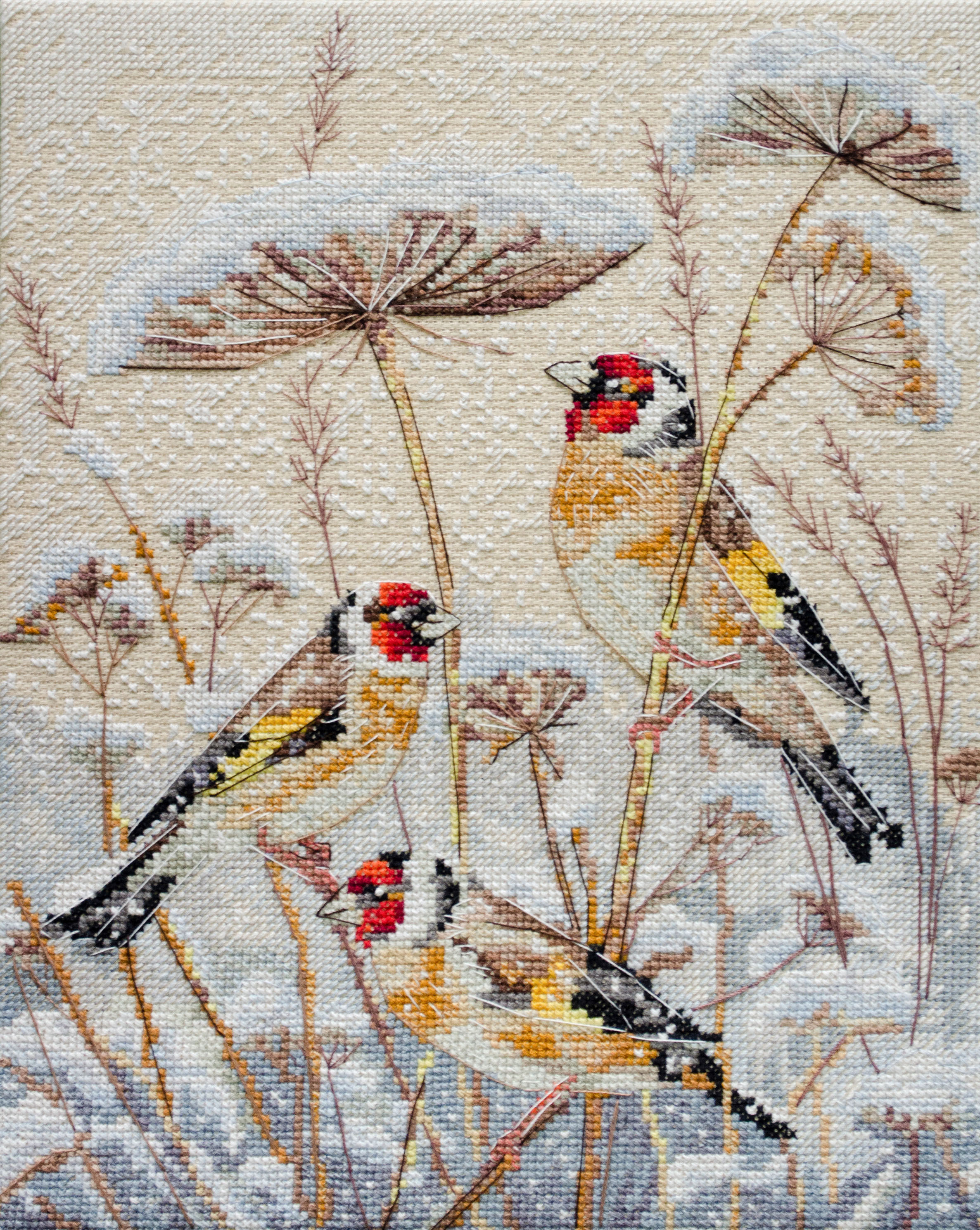 A Quiet Blizzard - Cross Stitch Kit, zoomed in. Select this picture to zoom back out.
