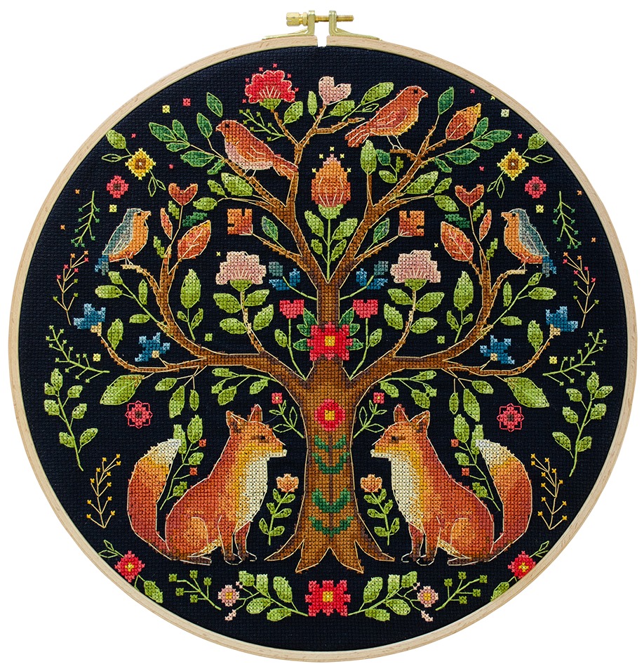 The Tree of Forest Tales - Cross Stitch Kit, zoomed in. Select this picture to zoom back out.