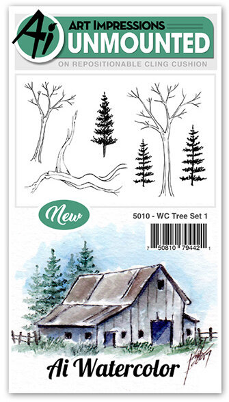 Watercolor Tree Set 1 - Cling Stamp