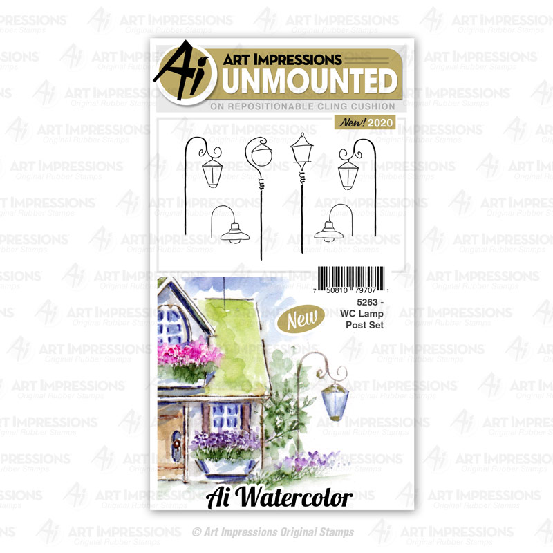 Watercolor Lamp Post Set - Clear Stamp