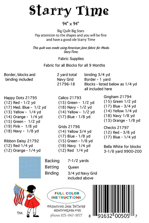 Starry Time BOM 9 MOS - Quilt Pattern