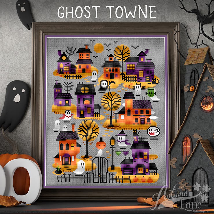Ghost Towne - Halloween Cross Stitch Pattern