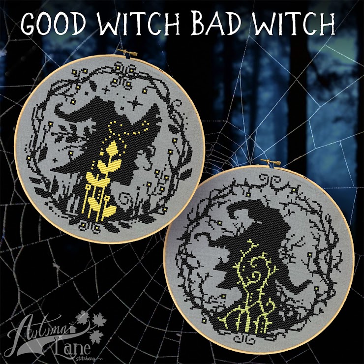 Good Witch Bad Witch - Halloween Cross Stitch Pattern
