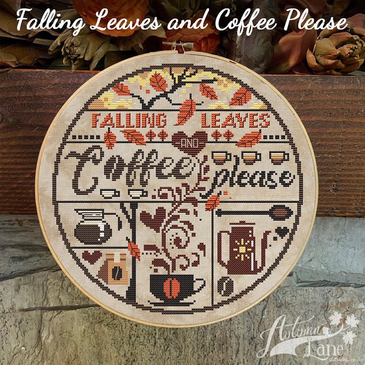 Falling Leaves Coffee Please - Cross Stitch Pattern