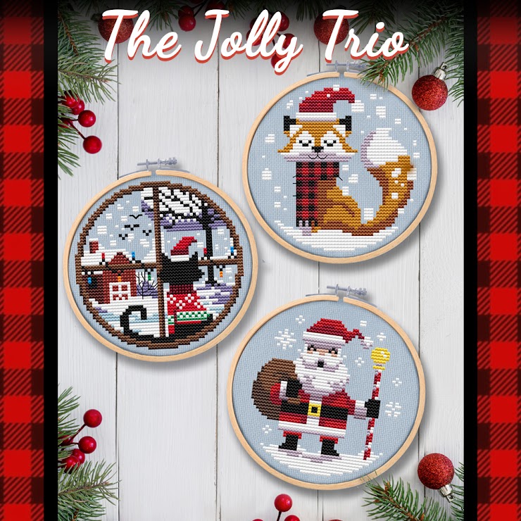 The Jolly Trio - Christmas Cross Stitch Pattern
