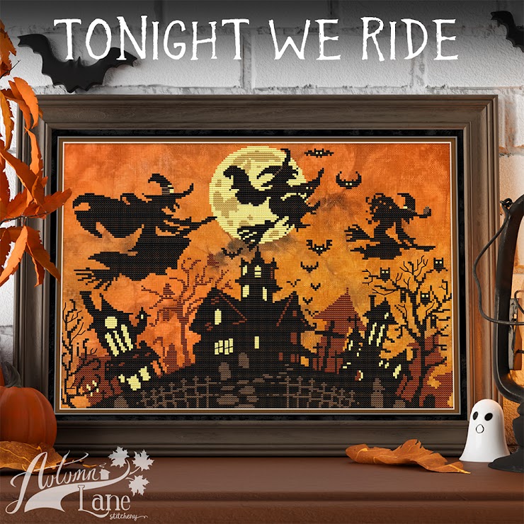 Tonight We Ride - Halloween Cross Stitch Pattern
