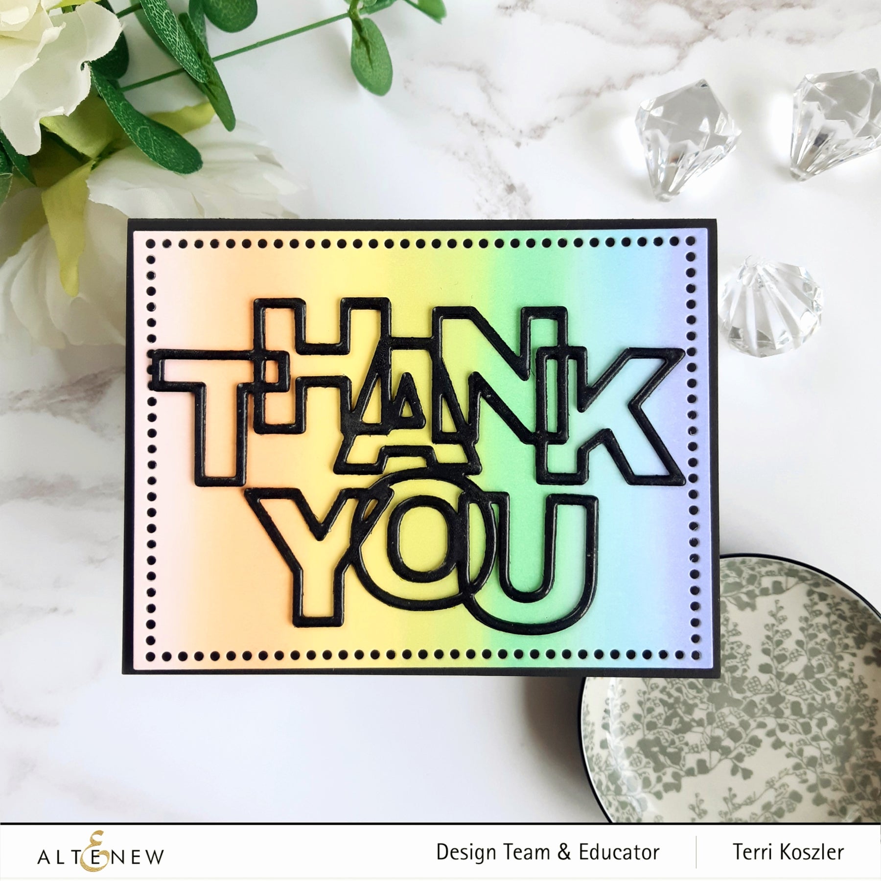 Outlined Thank You - Craft Die, different perspective #1, zoomed in. Select this picture to zoom back out.