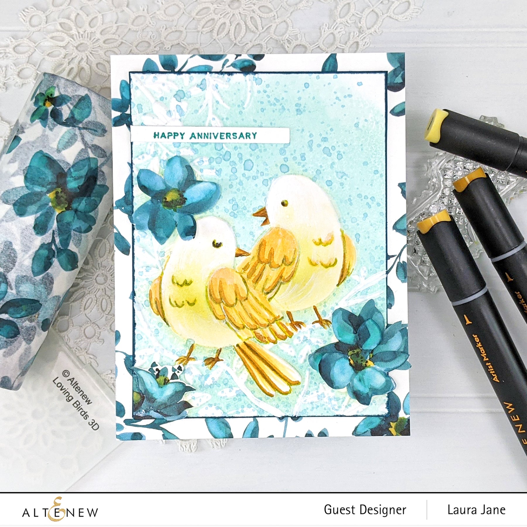 Loving Birds - 3D Embossing Folder, different perspective #1, zoomed in. Select this picture to zoom back out.