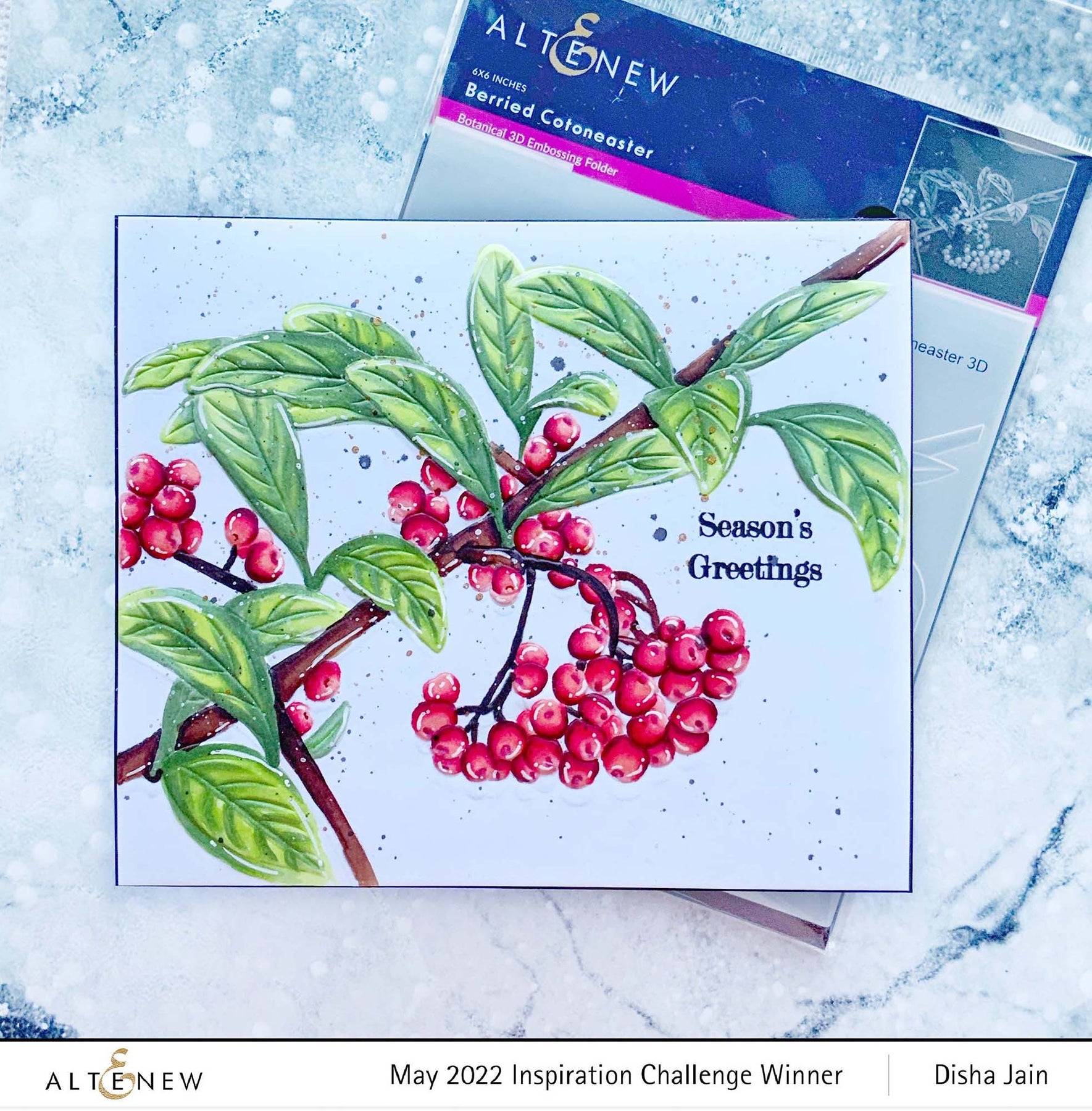 Berried Cotoneaster - 3D Embossing Folder, different perspective #3, zoomed in. Select this picture to zoom back out.