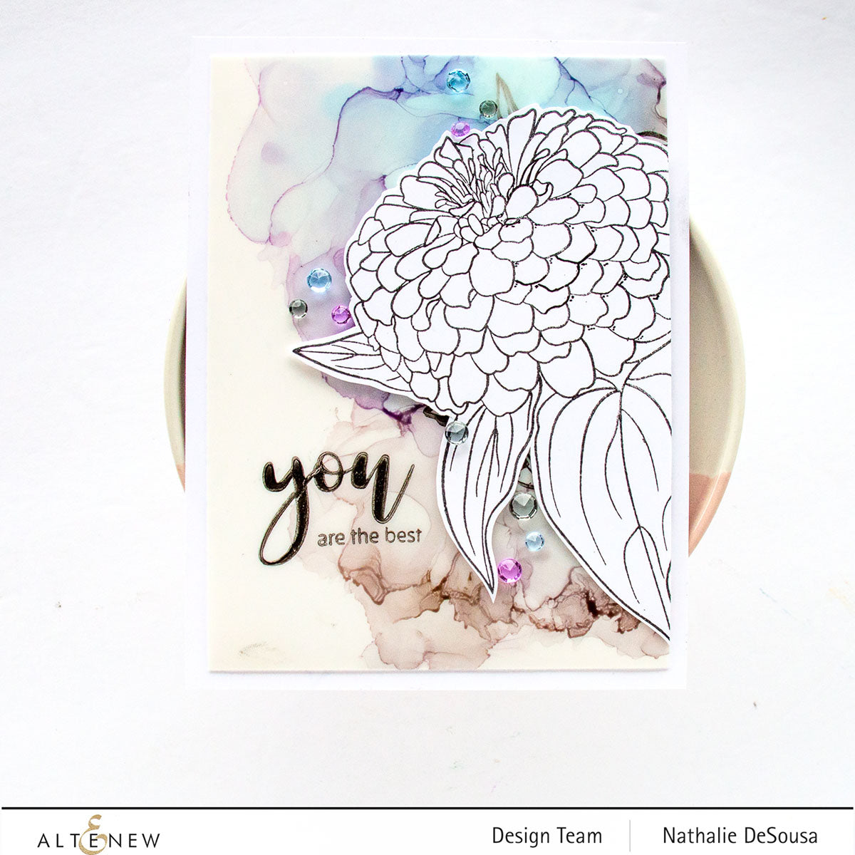 Paint-A-Flower Zinnia Magellan Rose Outline - Clear Stamp, different perspective #2, zoomed in. Select this picture to zoom back out.