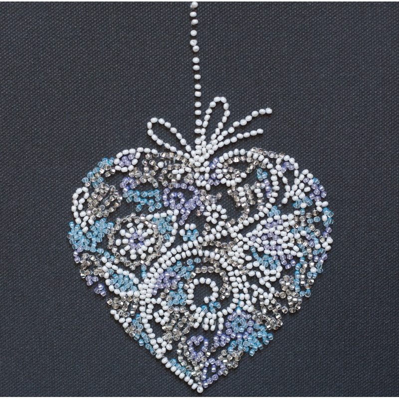 Lace Heart - Bead Embroidery Kit, zoomed in. Select this picture to zoom back out.