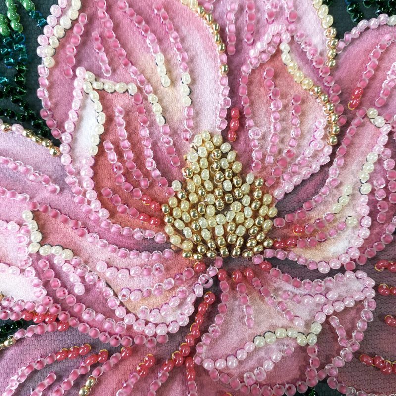 Petal Kiss - Bead Embroidery Kit, different perspective #1, zoomed in. Select this picture to zoom back out.
