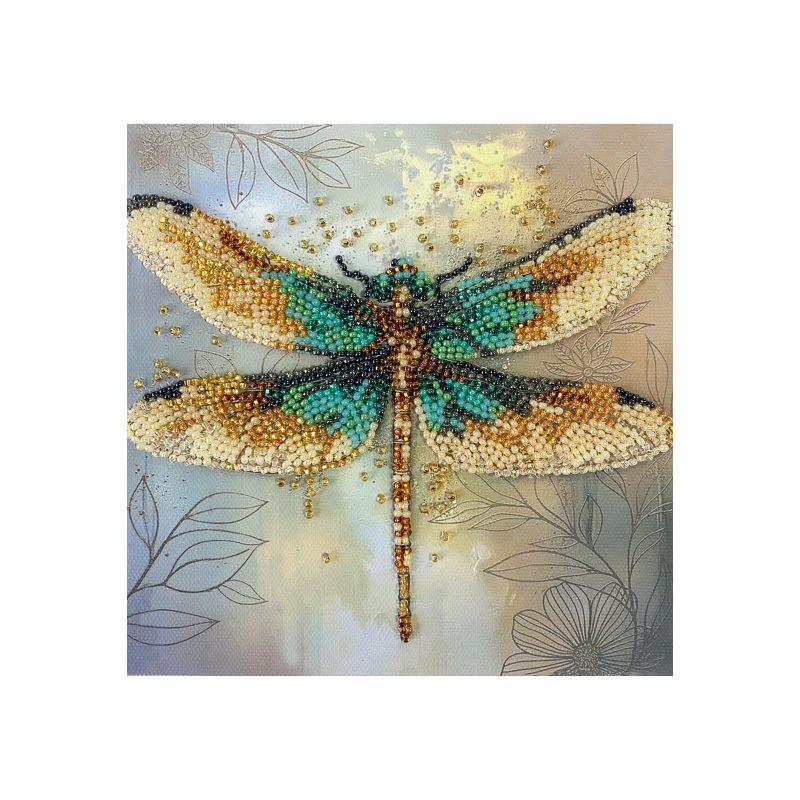 Emerald Wings - Bead Embroidery Kit, zoomed in. Select this picture to zoom back out.