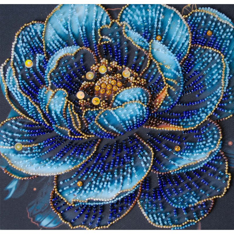 Royal Bloom - Bead Embroidery Kit, zoomed in. Select this picture to zoom back out.