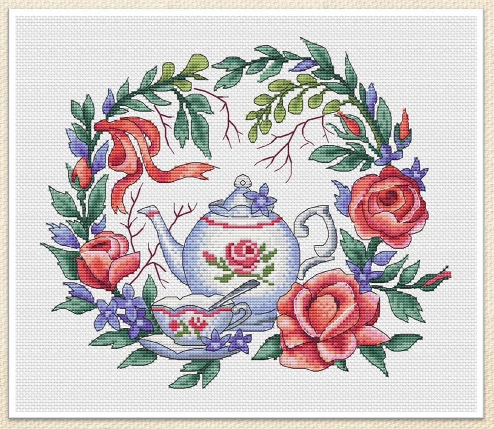 Flower Tea - PDF Cross Stitch Pattern