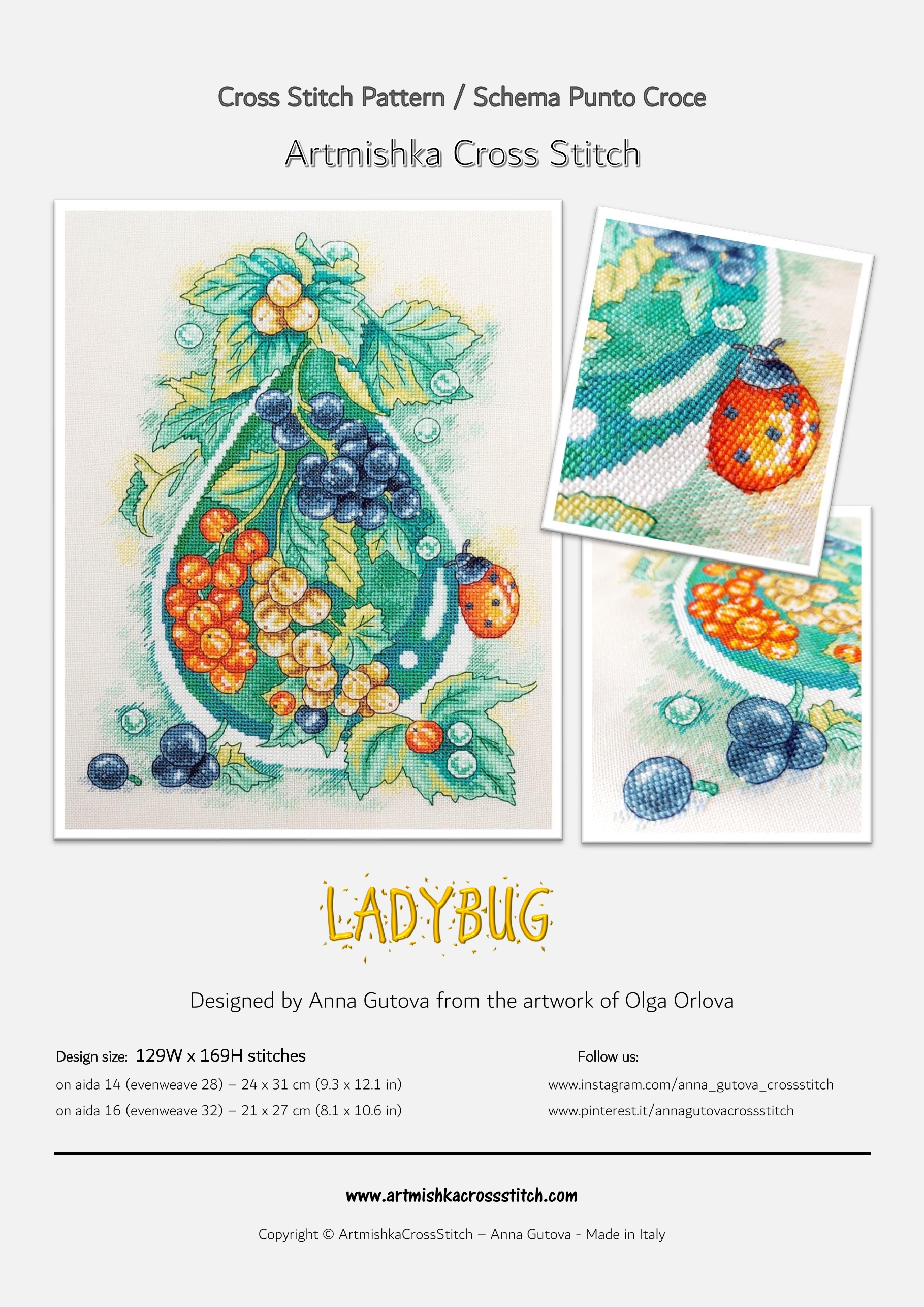 Blueberry Cushion - PDF Cross Stitch Pattern