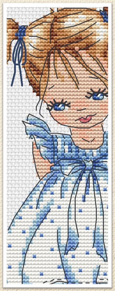 Blue-Eyed Girl Bookmark - Cross Stitch Pattern