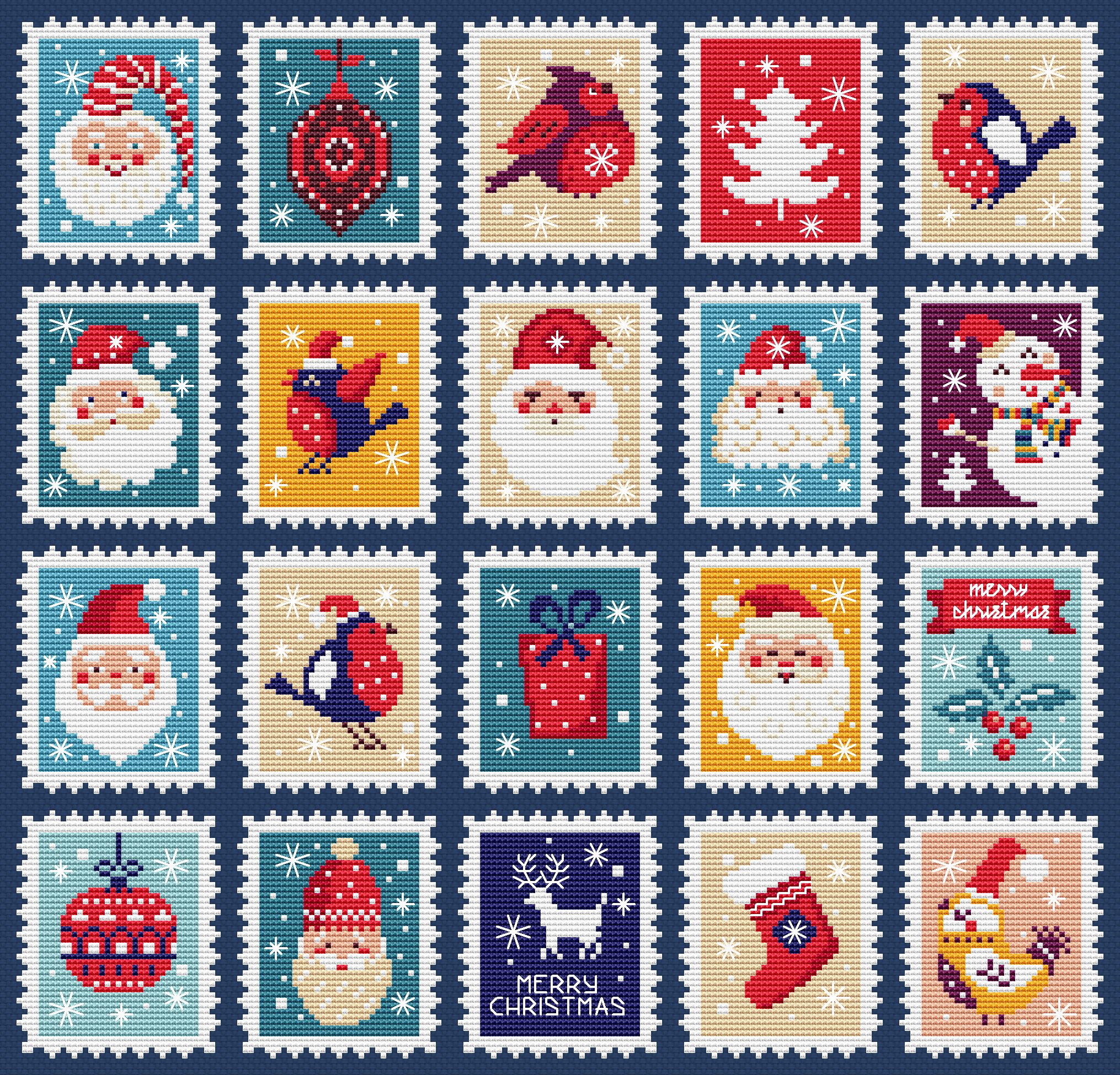 Christmas Stamps - PDF Cross Stitch Pattern