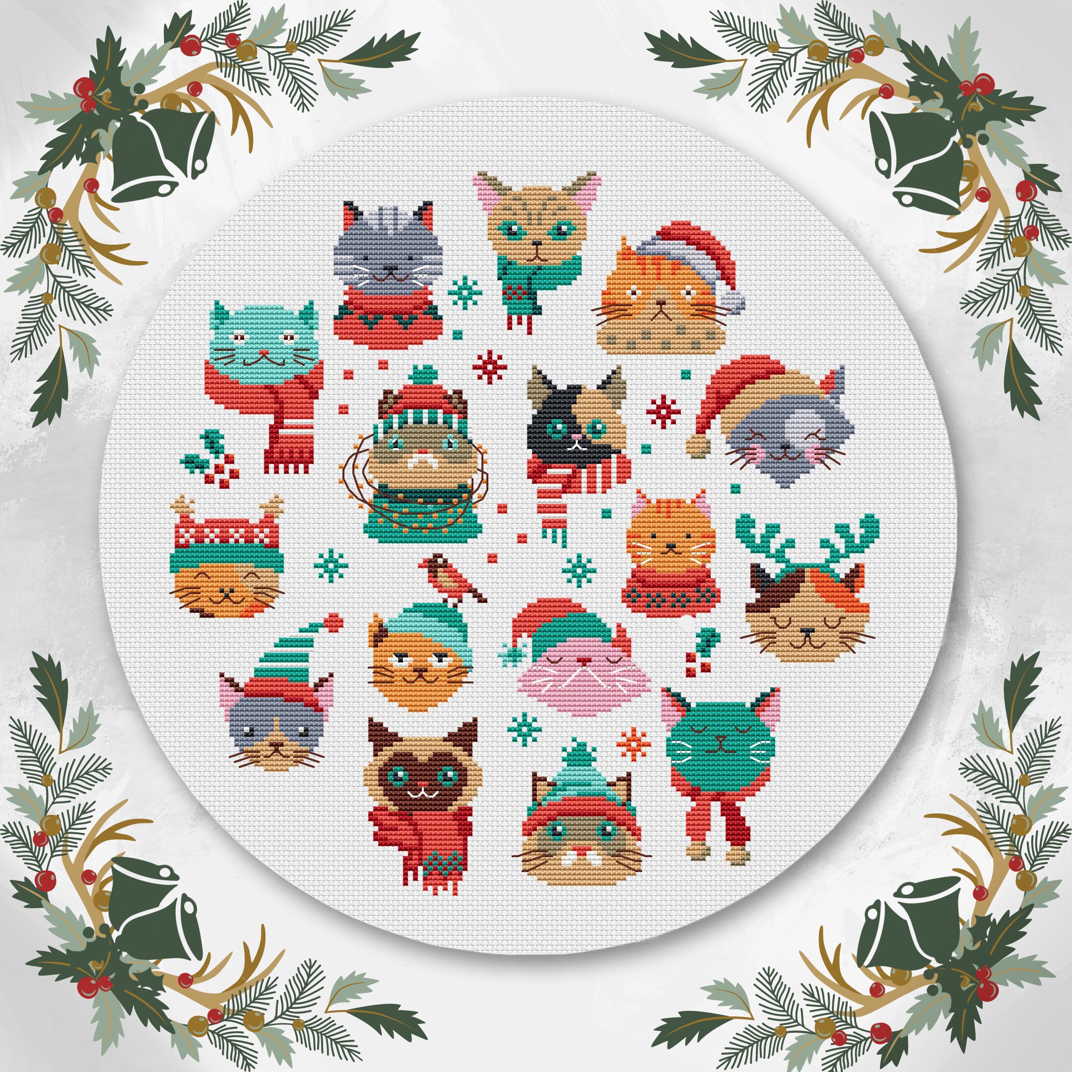 Meow-ry Christmas - PDF Cross Stitch Pattern