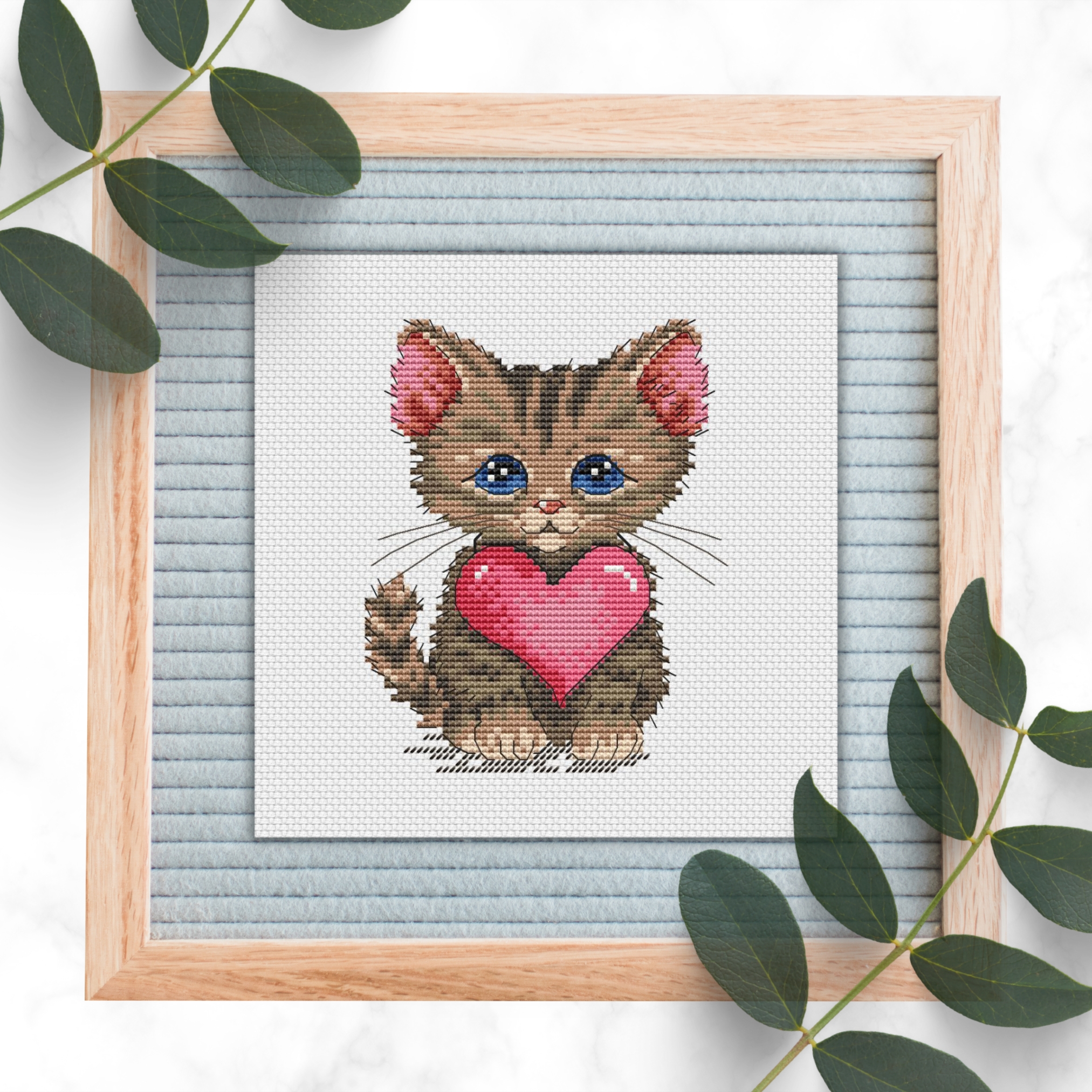 Valentine Kitty - PDF Cross Stitch Pattern