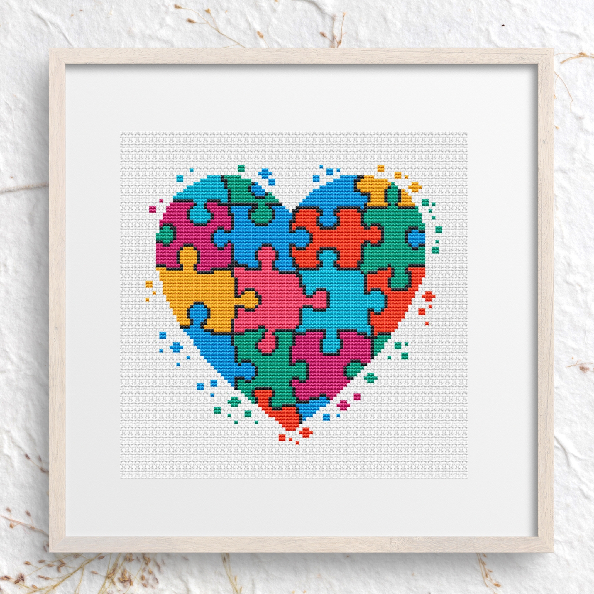 Puzzle Heart - PDF Cross Stitch Pattern
