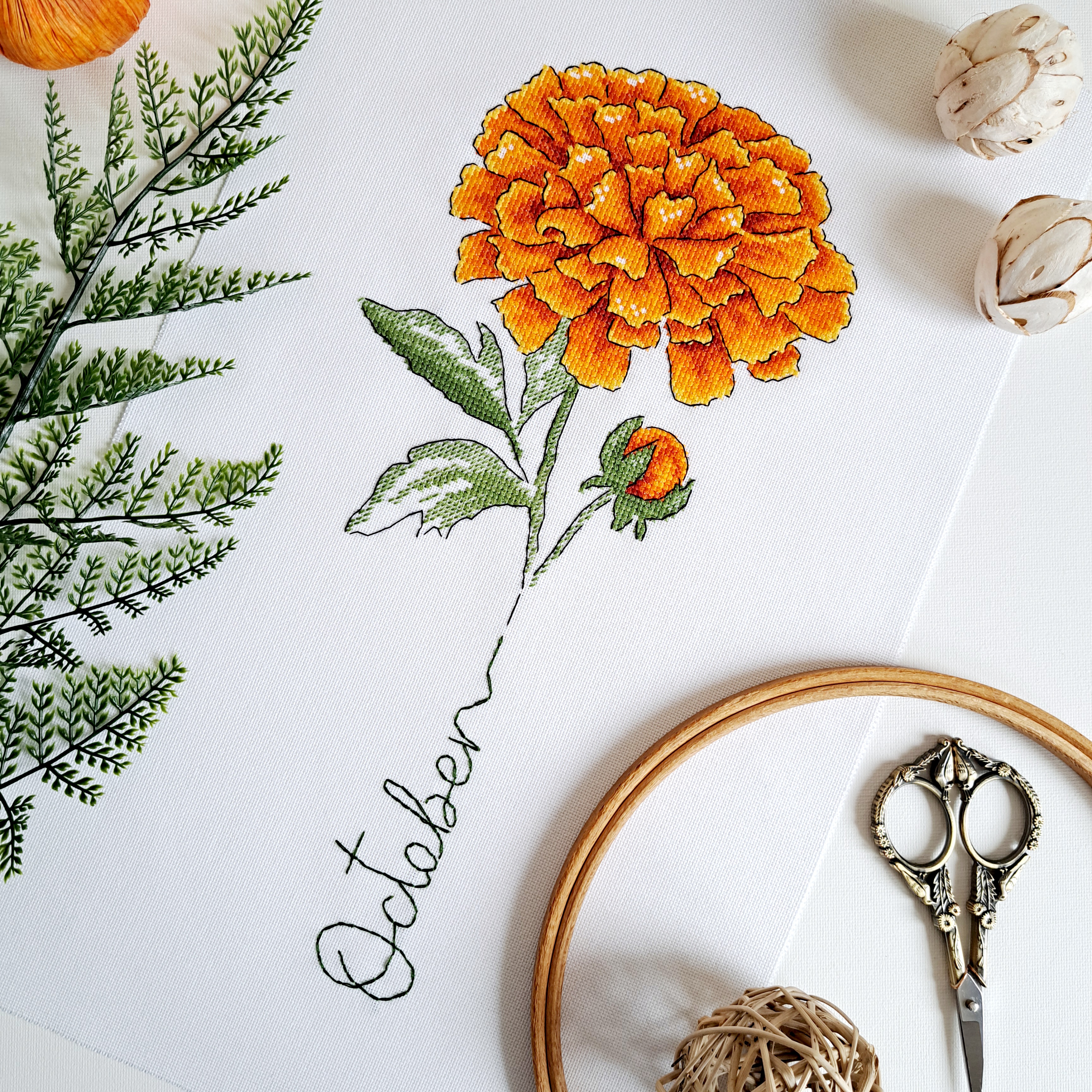 October Marigold - PDF Cross Stitch Pattern