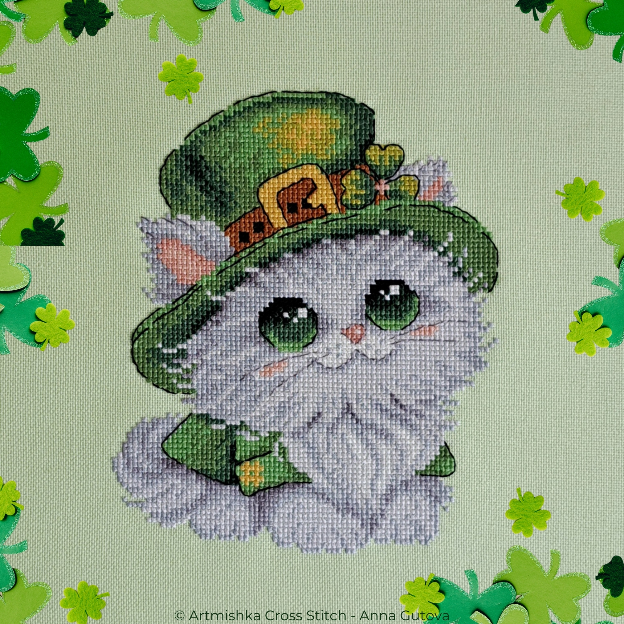 Leprechaun Cat - Cross Stitch Pattern