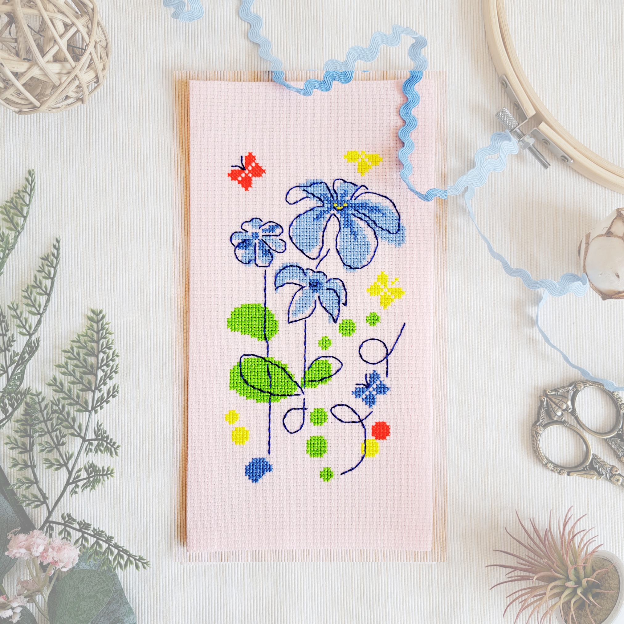 Blue Flowers - PDF Cross Stitch Pattern