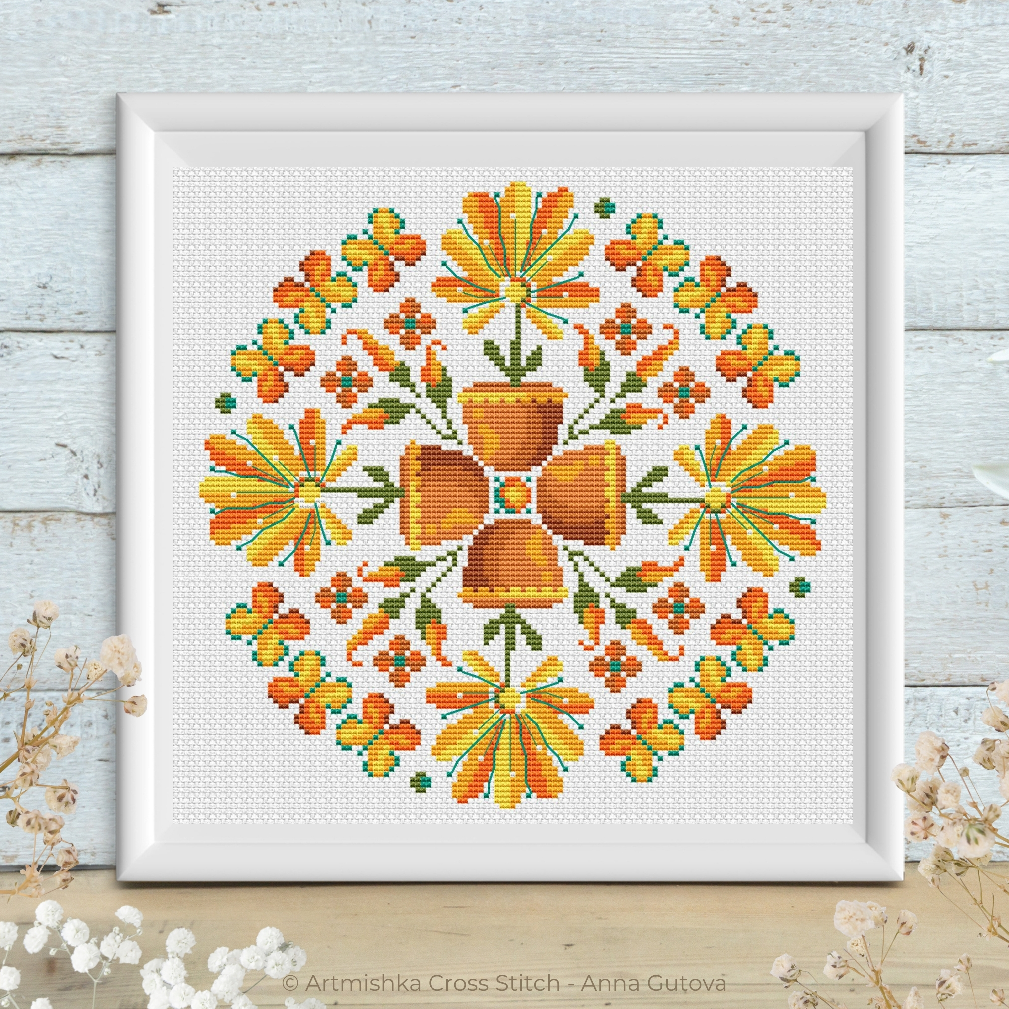 Sun in a Pot Mandala - PDF Cross Stitch Pattern