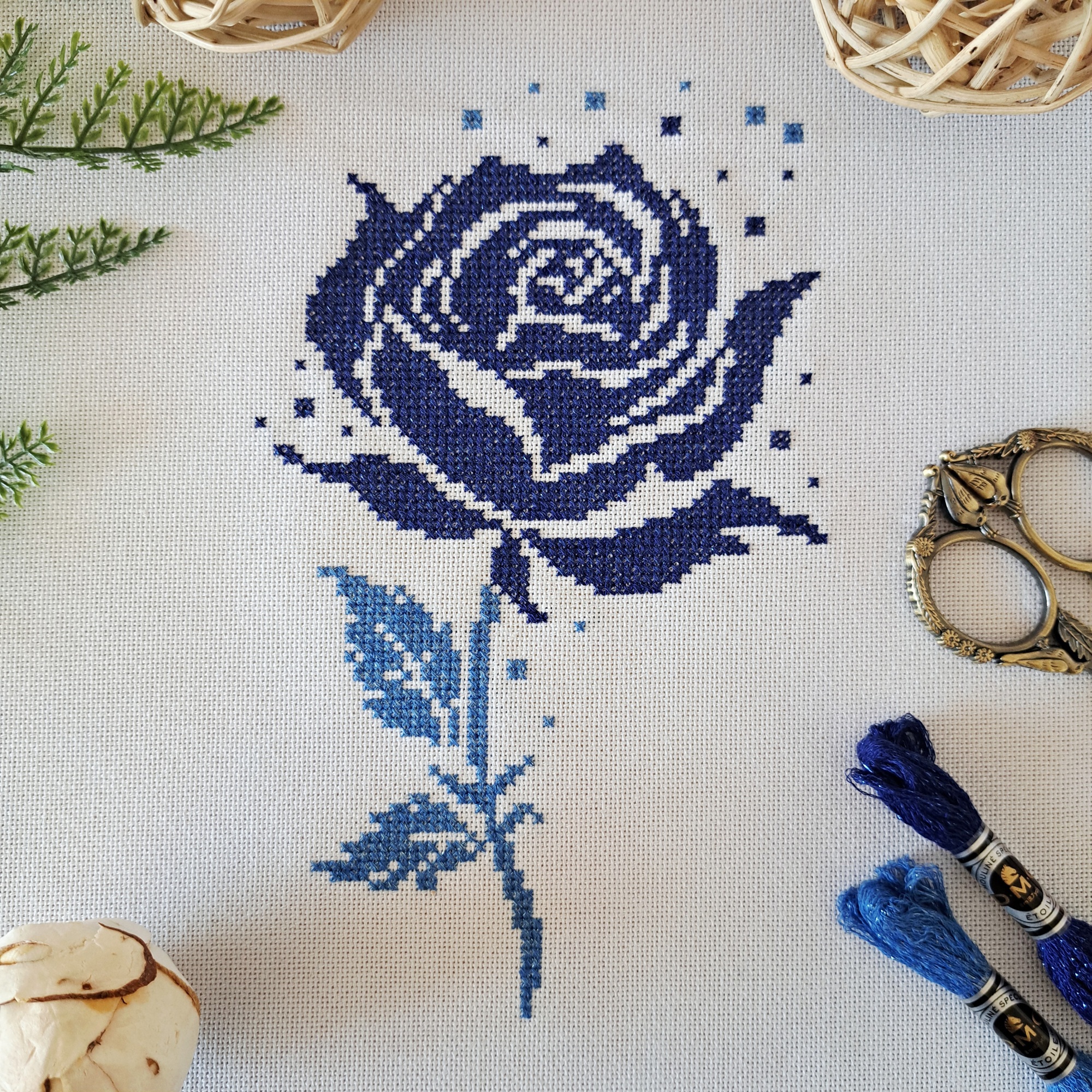Blue Rose - Cross Stitch Pattern