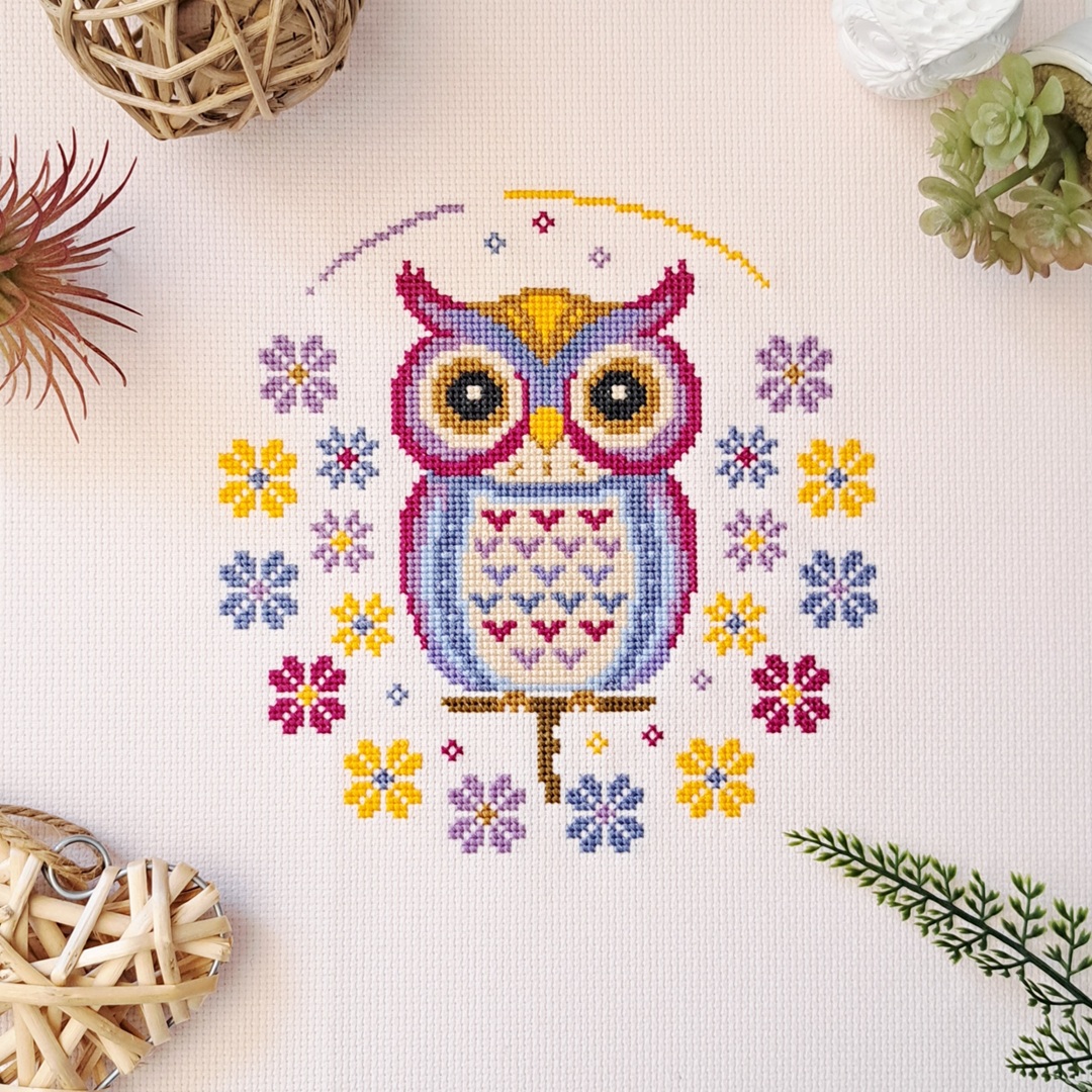 Folk Owl - Cross Stitch Pattern