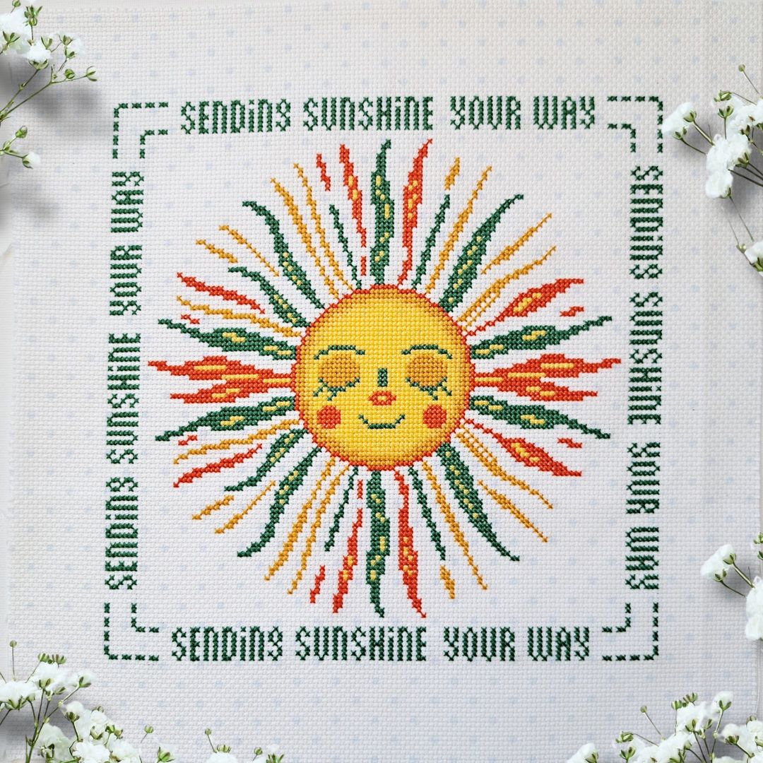 Sending Sunshine - Cross Stitch Pattern, zoomed in. Select this picture to zoom back out.
