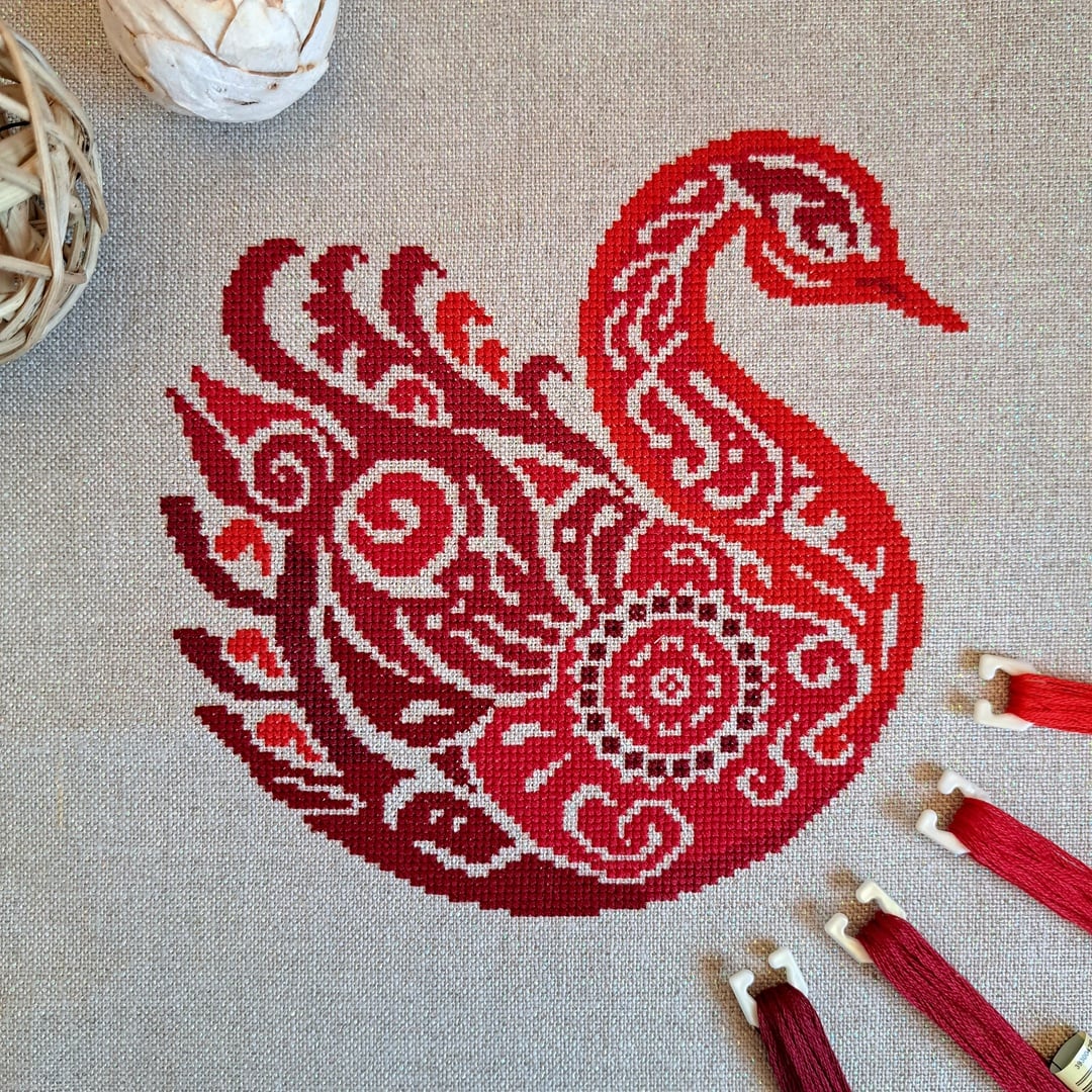 Swan - Cross Stitch Pattern, zoomed in. Select this picture to zoom back out.