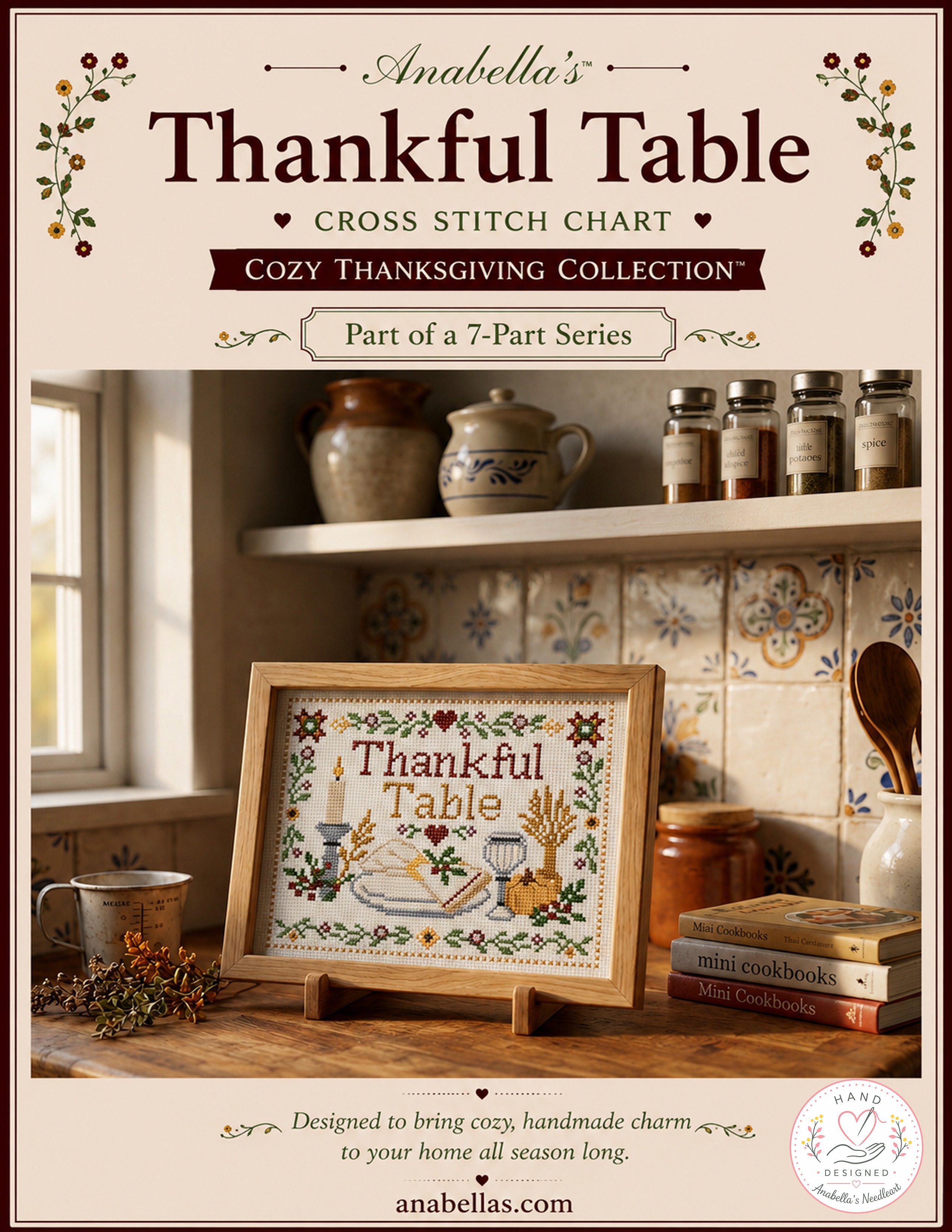 Cozy Thanksgiving: Thankful Table - Cross Stitch Pattern, zoomed in. Select this picture to zoom back out.