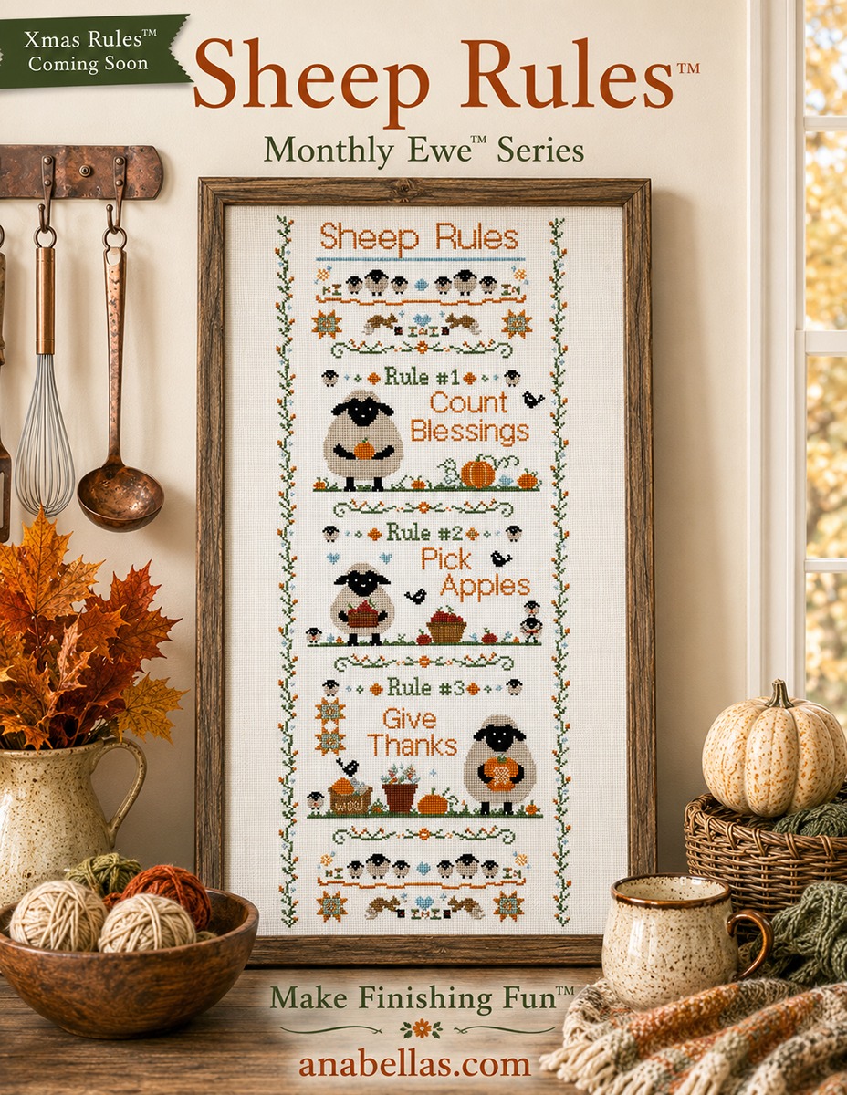 Monthly Ewe: Sheep Rules - Cross Stitch Pattern, zoomed in. Select this picture to zoom back out.