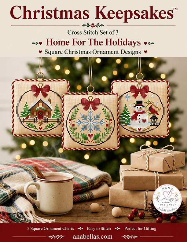 Keepsakes: Home for the Holidays - Christmas Cross Stitch, zoomed in. Select this picture to zoom back out.