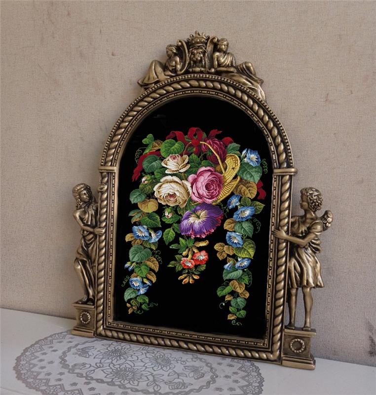 Large Flowers and a Basket - Cross Stitch Pattern